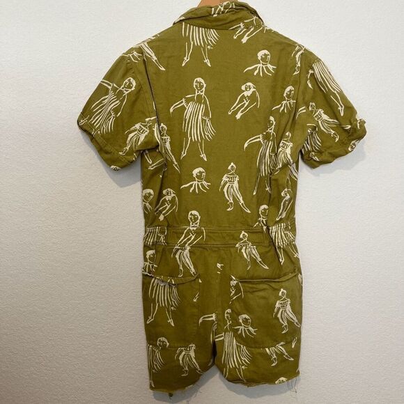 My Little Belleville Mustard Willow Printed Short Sleeve Romper Women's Small - Picture 3 of 8